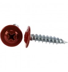 Саморез 4,2x25 с прессшайбой, острый, цинк RAL 3005 Красный (100 шт/уп)  PR08.9248  Промрукав