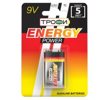 Батарейка щелочная (алкалиновая) 6LR61-1BL (12/96/4992) (Крона)   C0034928  ТРОФИ