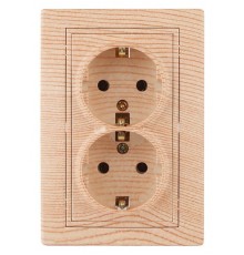 1-205-11 Intro Розетка 2X2P+E Schuko, 16А-250В, IP20, СУ, Plano, сосна  Б0030073  Intro