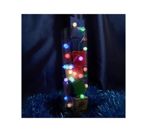 Гирлянда линейная Лед шарики, 30 LED 3м, мультиколор, батарейки 3*АА,  IP 20,  шнур 0,5м ,CL565  48612  FERON