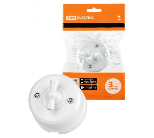 Выключатель поворотный проходной с ручкой (бантик) 10А белый "Виви"  SQ1820-1005  TDM