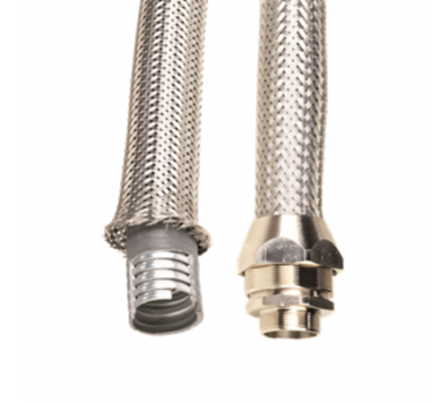 Металлорукав DN 15мм в гладкой EVA изоляции и оплетке из нержавейщей стали, Dвн 15,5 мм, Dнар 21,0, IP66, 50 м  607ETX016  DKC