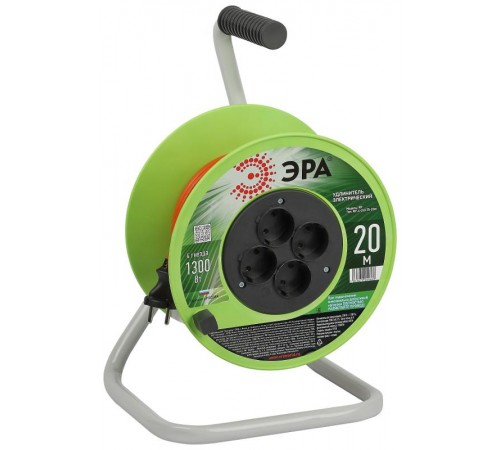 Удлинитель силовой  RP-4-2x0.75-20m на пластиковой катушке без заземления 4 розетки 20м ПВС 2х0,75мм2   Б0059779  ЭРА