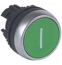 Кнопка с пружинным возвратом  22,3 - Osmoz - для компл. - потайная головка - без подсв. - зеленый с маркеровкой ''I''  023809  Legrand