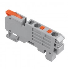 Клемма СМК 222-621-PT-6 3 вывода рычаг-push-in на DIN-рейку (1-6 мм) серая (50 шт/уп)  07-5294  REXANT