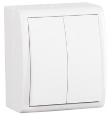 Simon 15 Белый Выключатель 2-кл с подсветкой, IP54, 10А 250В, винт. зажим  1594399-030  Simon
