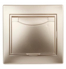 1-203-04 Intro Розетка 2P+E Schuko с крышкой, 16А-250В, IP20, СУ, Plano, шампань  Б0030063  Intro