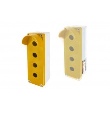 Корпус КП104 c козырьком для кнопок 4 места IP66 ABS желтый  SQ0705-0014  TDM