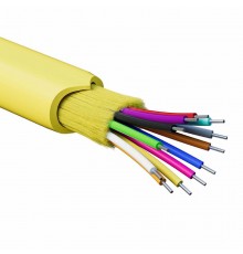 Кабель волоконно-оптический, распределительный, арамидные упрочняющие нити, для внутренней прокладки, нг(A)-HFLTx, 12 ОВ, категория OS2 (G.652.D) плот