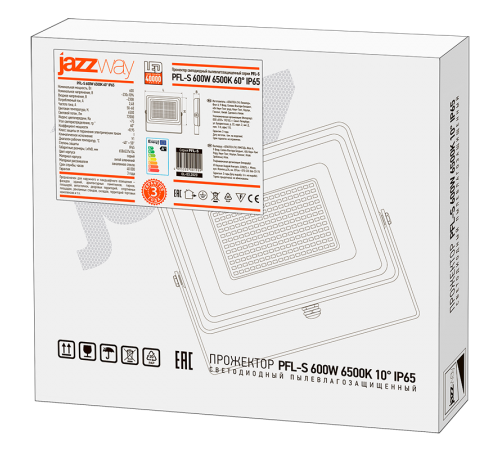 Прожектор светодиодный СДО PFL-S  600w 6500K 60° IP65 (плоский корпус)  5001909A  Jazzway