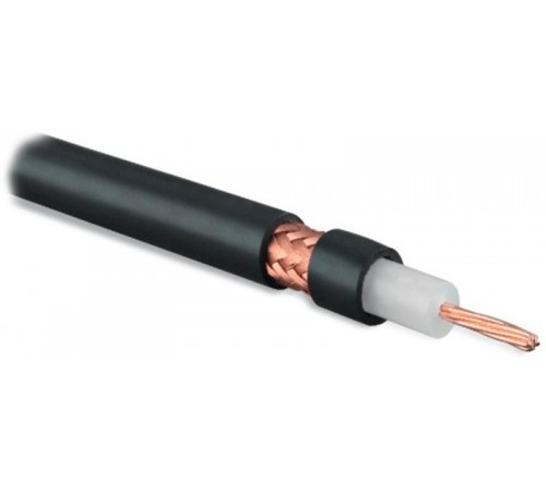 COAX-RG213-500 (500 м) Кабель коаксиальный RG-213, 50 Ом, жила - 13 AWG (7x0.75мм), внешний диаметр 10.2мм, PVC, черный  254847  Hyperline