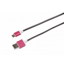 USB кабель microUSB, шнур в тканевой оплетке, черный (усиленный)  18-4240  REXANT