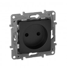 Etika Антрацит Розетка без заземления со шторками, винтовые клеммы  672634  Legrand