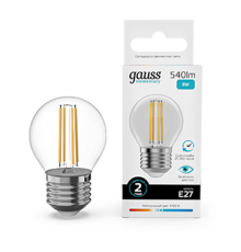 Лампа светодиодная   Filament Elementary Шар 8W 540lm 4100К Е27 LED 1/10/100  52228  Gauss