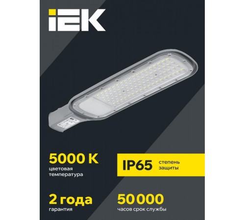 Светильник светодиодный консольный уличный ДКУ 1012-100Ш 5000К IP65 серый  LDKU1-1012-100-5000-K03    IEK
