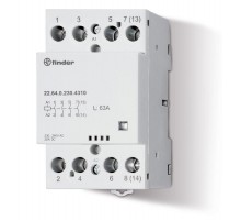 Модульный контактор; 4NO 63А; контакты AgSnO2; катушка 230В АС/DC; ширина 53.5мм; степень защиты IP20; опции: мех.индикатор; упаковка 1шт.