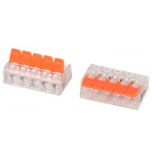 Клемма  NO-225-431 универсальная 221-415 компактная с рычагами 5-проводная 0.2-4 мм2 (упаковка 2 шт.)  Б0067936  ЭРА