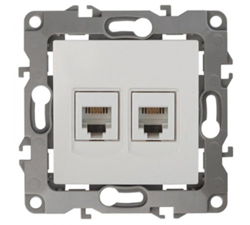 Розетка телефонная двойная 12-3106-02  2XRJ11,  слоновая кость  Б0014718  ЭРА