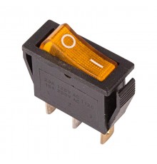 Выключатель клавишный 250V 15А (3с) ON-OFF желтый с подсветкой  36-2212  REXANT
