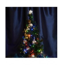 Гирлянда линейная Роса (на плоском проводе) 220V, 100 LED 10м, мультиколор, IP 20,  зеленый шнур шнур 3м, CL581  48630  FERON