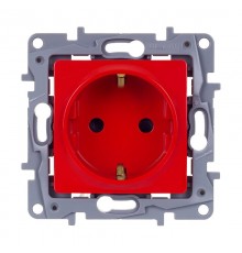 Etika Красный Розетка с заземлением со шторками 16А 250В винтовые зажимы  672722  Legrand