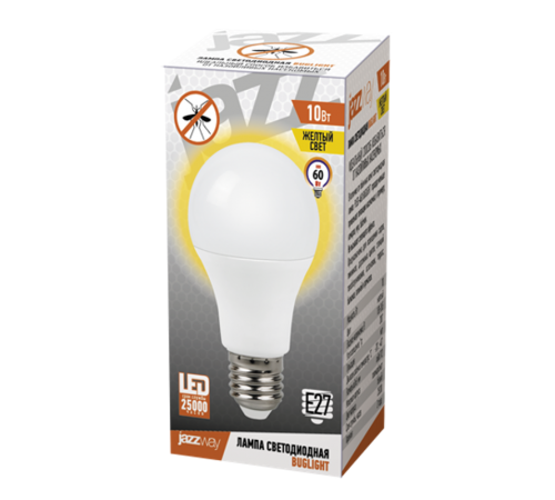 Лампа светодиодная антимоскитная Спец. PLED-A60 BUGLIGHT 10w Yellow E27  .5008960  Jazzway