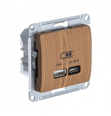 Glossa Дерево Дуб USB Розетка A + тип-C 45W высокоскор.заряд. QC PD  GSL000529  SE