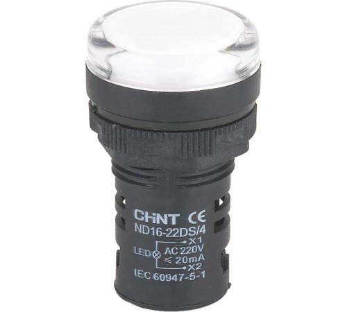 Индикатор ND16-22DS/4C белый, компактный, встр. конденсатор, IP65 АС380В (R)  828187  CHINT