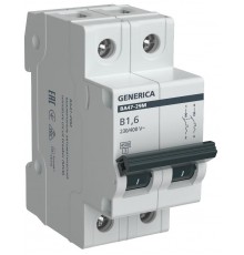 Выключатель автоматический  двухполюсный ВА47-29М 2P 1,6А 4,5кА B MVA21-2-D16-B-G GENERICA