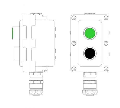 Взрывонепроницаемый пост управления из алюминия LCSD-02-B-MB-L1G(220)x1-P1B(11)x1-PBMB-KAEPM2MHK-20  LCSD21000087  DKC
