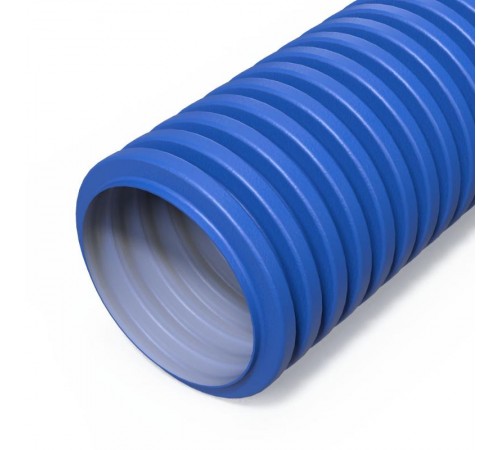 Труба гофрированная двустенная ПНД гибкая вентиляционная голубая (RAL 5012) d75 мм (50м/уп)  PR15.0280  Промрукав