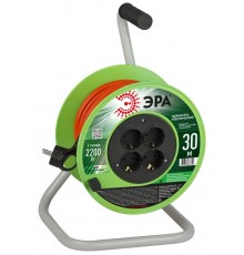 Удлинитель силовой  RP-4e-3х1.0-30m на пластиковой катушке c заземлением 4 розетки 30м ПВС 3х1мм2   Б0056099  ЭРА