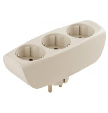 Тройник SP-3e-I  3гн, c заземл, со шторками (сл. кость) (10/60/960) Б0002370  ЭРА