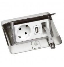 Выдвижной блок в стол, с комплектом для монтажа, 4 модуля, цвет нержавеющая сталь, для монтажа ЭУИ  654000  Legrand