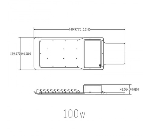 Светильник светодиодный консольный уличный ДКУ SPP-503-0-50K-100 100Вт 9500лм 5000К КСС "Ш-с" DOB-SMD 48мм (10/120)  Б0043669  ЭРА