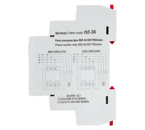 Реле контроля фаз RKF-34 EKF EKF PROxima  rkf-34  EKF
