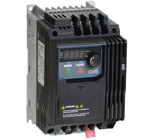 Преобразователь частоты A400 220В, 1Ф 2,2 kW 11А серии ONI  A400-21E022IP20F  ONI