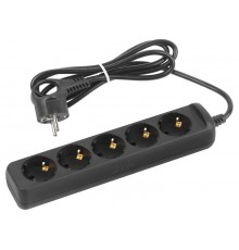 Удлинитель электрический UX-5e-1,5m-B с заземлением 5 розеток 1,5 м ПВС 3х0,75мм2 10А черный  Б0057724  ЭРА