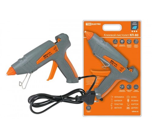 Клеевой пистолет КП-80 , 11,3 мм, с подставкой, шнур 1,3 м, 80 Вт, Т=220 С "Алмаз"  SQ1024-0102  TDM