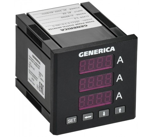 Амперметр цифровой щитовой трехфазный 72х72мм LED  IDA11-5-3-0-LED-G  GENERICA