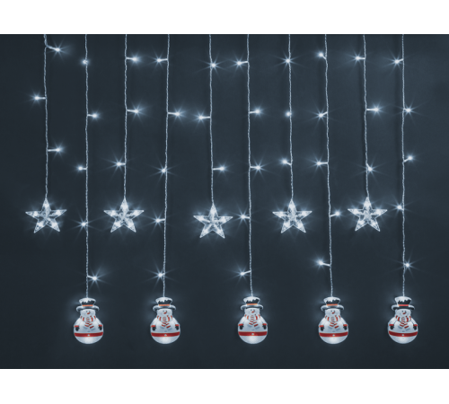 Гирлянда  95 025 NGF-D037-02 (бахрома звезды и снеговики CW 3*0.6м IP20  95025  Navigator