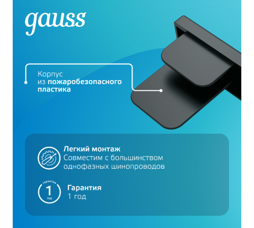 Заглушка для трекового шинопровода осветительного черный  TR115  Gauss