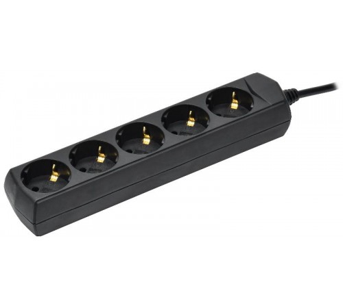 Удлинитель У05 5 мест с/з 5м 3х1мм2 10А 250В чер.  WYP10-10-05-05-Z-K02-G  GENERICA