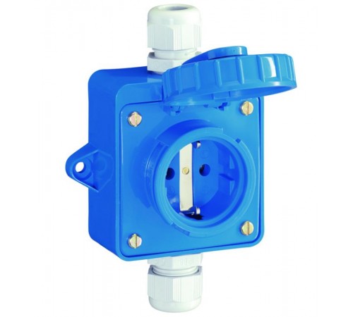 Розетка для монтажа на поверхность IP68, 16A, 2P+E, 250V, цвет синий  1977751  ABL Sursum