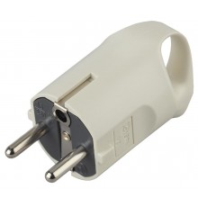 Вилка V3  c/з 16A с кольцом непрямой ввод белая (10/200/6000) Б0019186  ЭРА