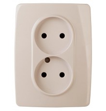 12-2007-02  Розетка 2-ая без заземления, 16А-250В, б.л., Эра12, слоновая кость  Б0038811  ЭРА