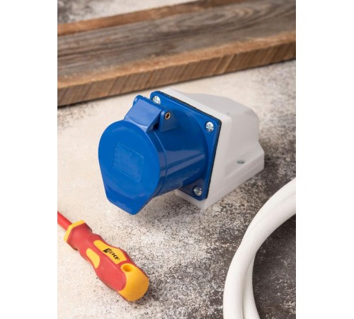 Розетка стационарная наружная 123 2Р+РЕ 32А 220В IP44 EKF PROxima  ps-123-32-220  EKF