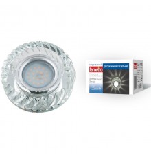 Светильник декор.встр Luciole DLS-L123 GU5.3 GLASSY/CLEAR GU5.3 доп.LED подсветка 3Вт стекл/стекл. зерк./прозр  UL-00000372  Fametto