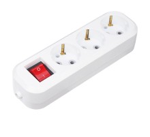 Колодка 3 гнезда с кнопкой c заземлением  11-8706  REXANT