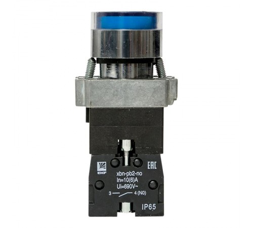 Кнопка BA61 с подстветкой 230В синяя NO IP65 PROxima  xb2-bw61-230-65  EKF